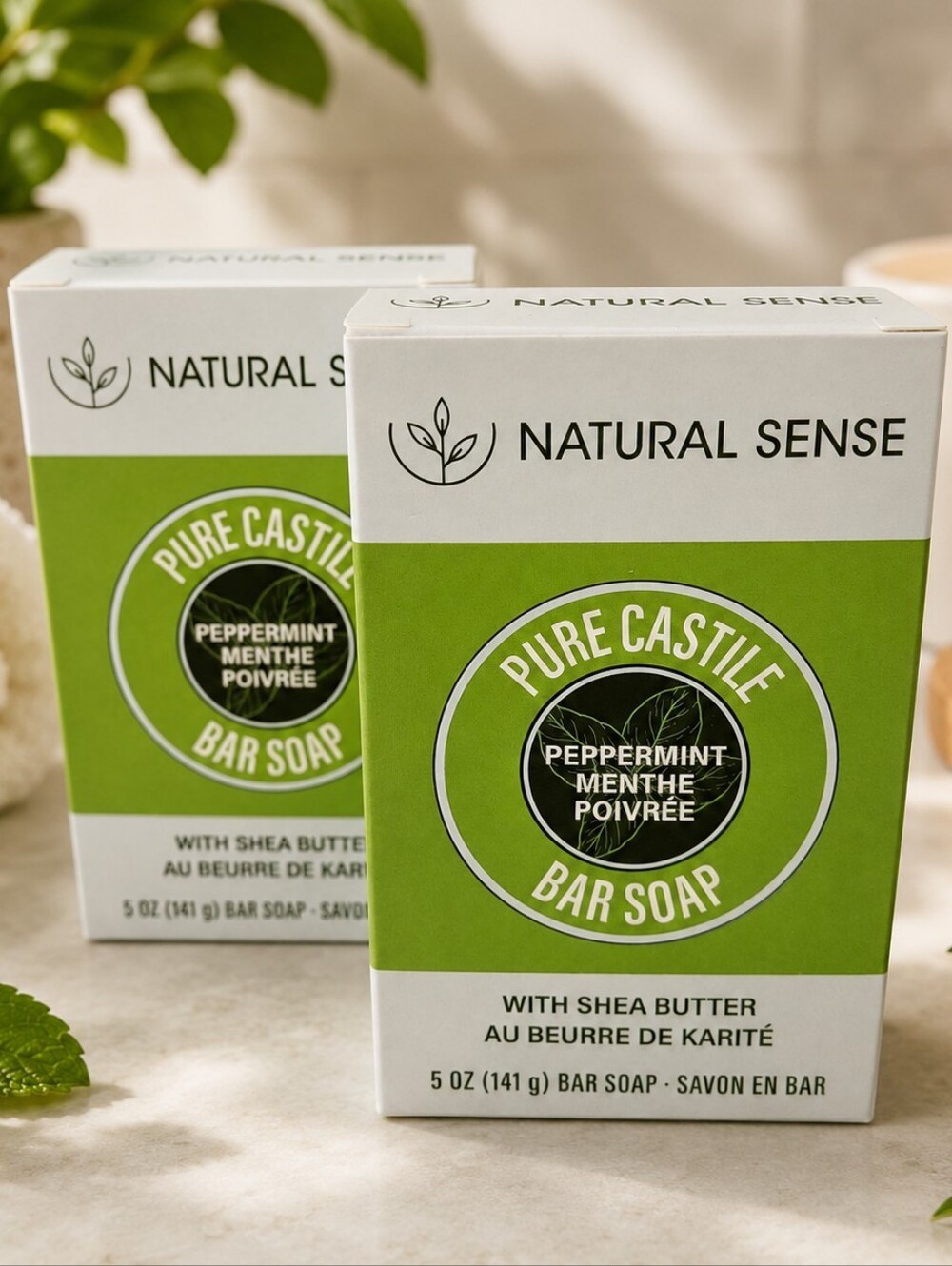 🌱NATURAL SENSE PURE CASTILE PEPERMINT BAR SOAP 2 PC